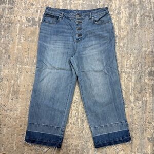 CHICO'S Wide Leg Crop Raw Hem Button Fly Light Wash Chico’s 2.5 Size 14